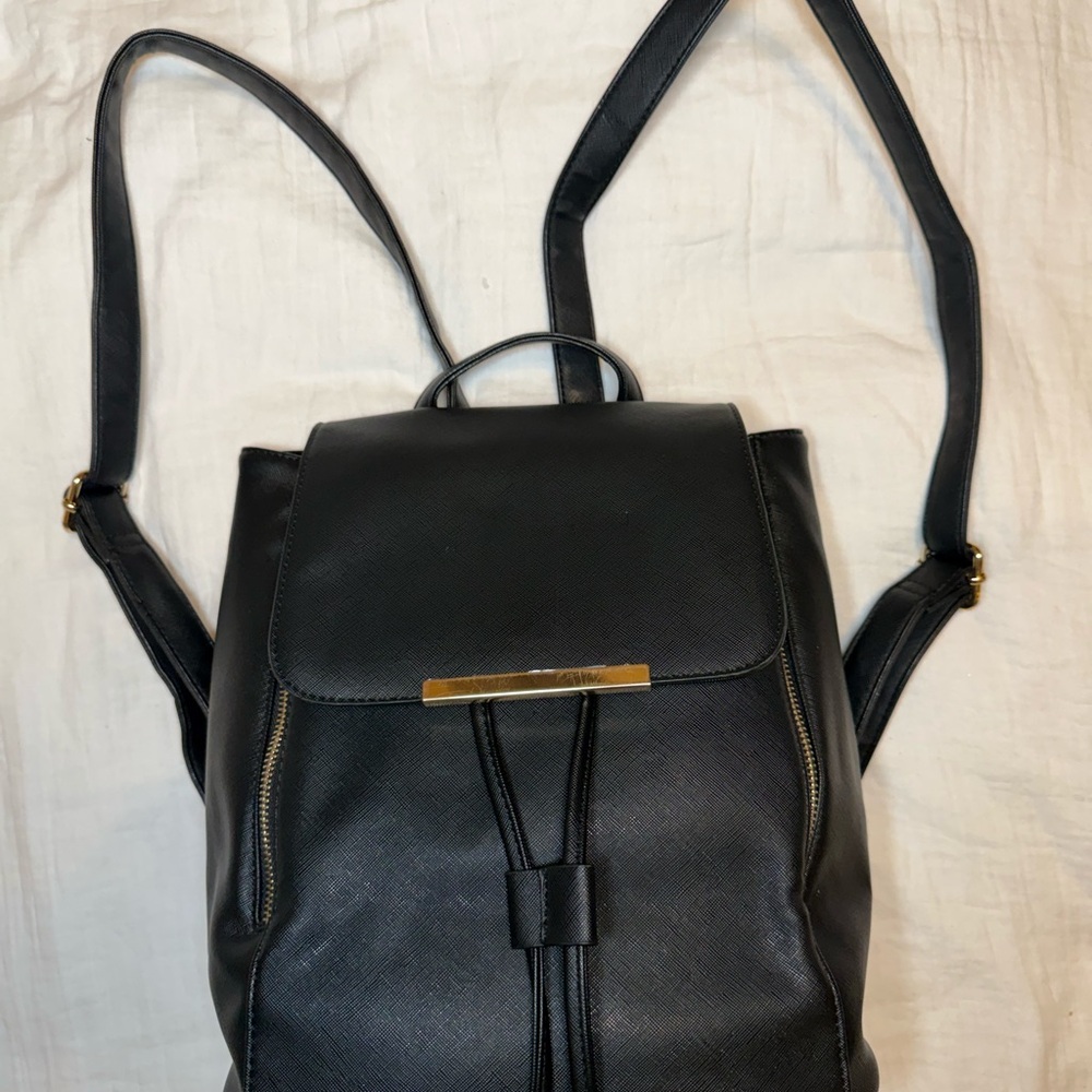 Elegant Black PU Leather Backpack